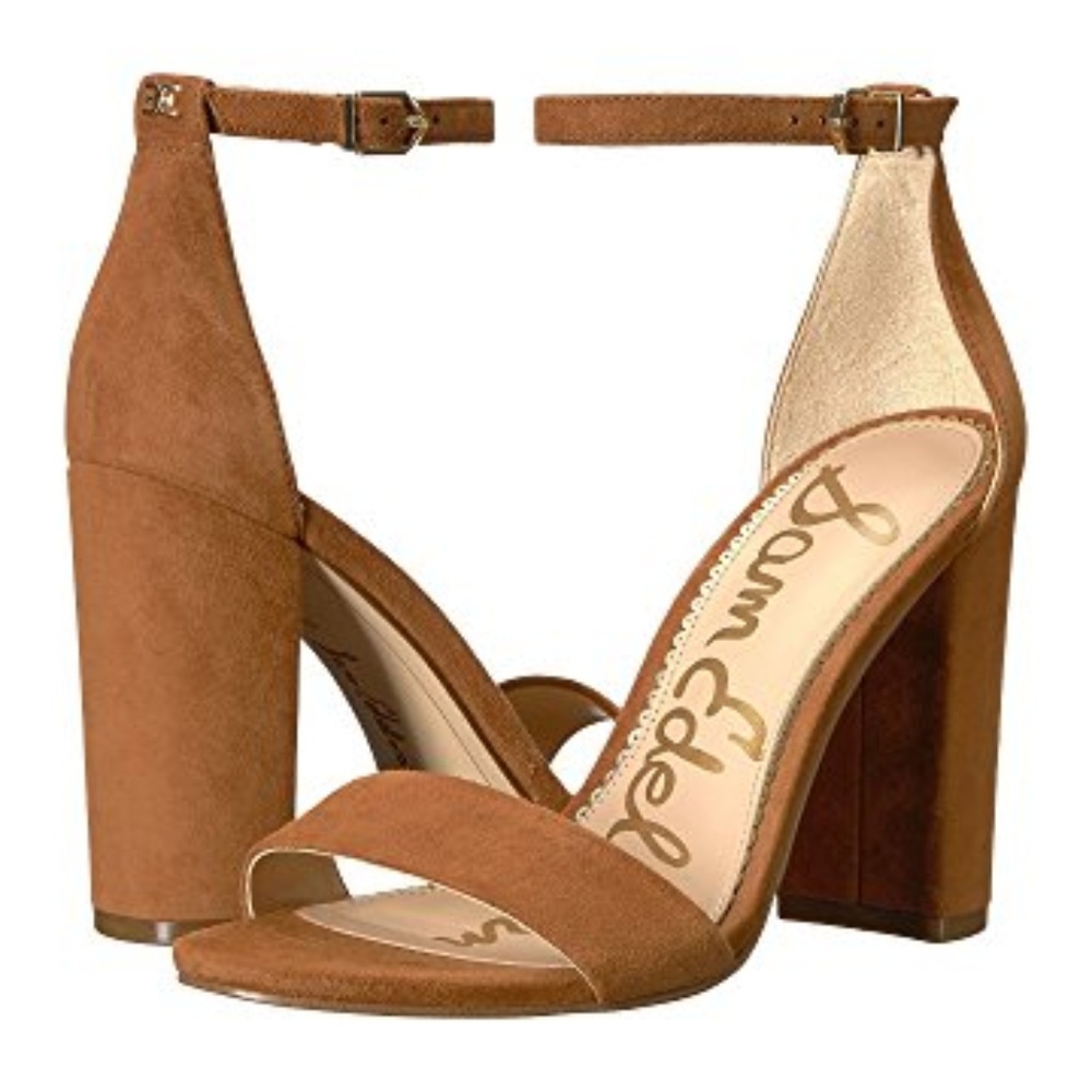 Sam Edelman Brown Luggage Suede Yaro Chunky Heels
